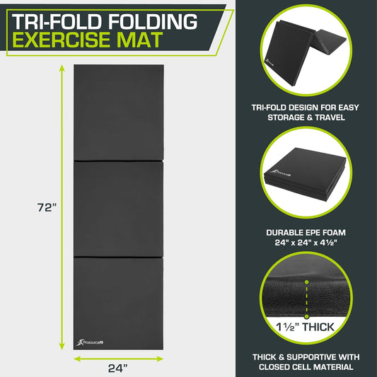 ProsourceFit Tri-Fold Folding Exercise Mat