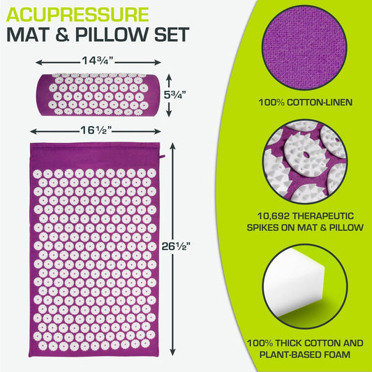 Acupressure Mat & Pillow Set – Back & Neck Pain Relief