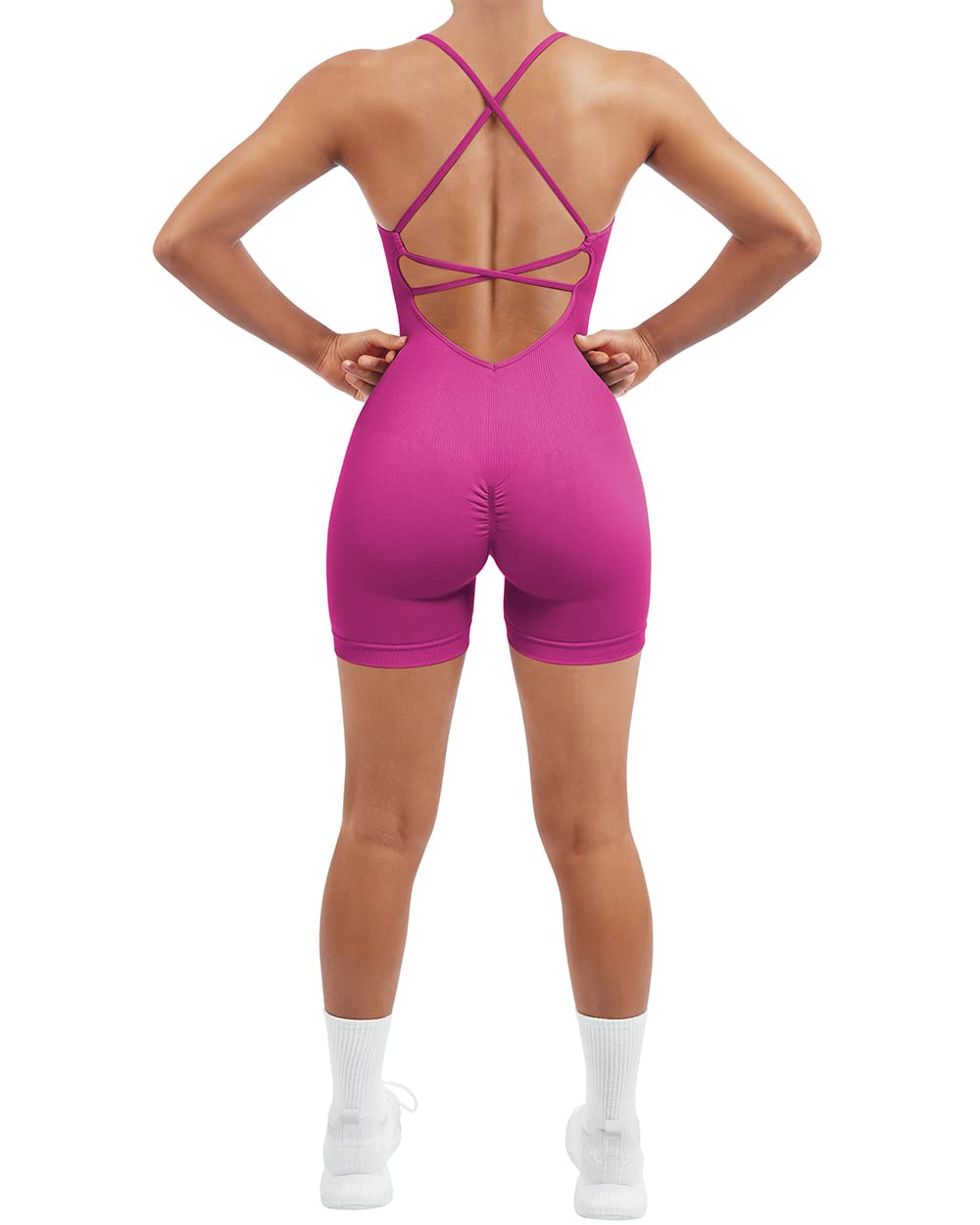 SUUKSESS Women Strappy Romper Seamless Jumpsuit Tummy Control Padded Sports Bra