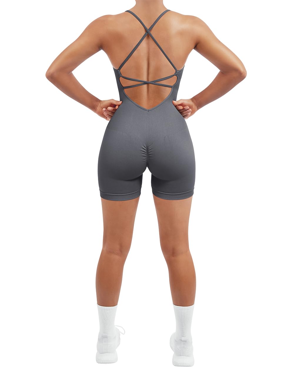 SUUKSESS Women Strappy Romper Seamless Jumpsuit Tummy Control Padded Sports Bra
