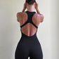 OLCHEE Womens Workout Jumpsuits Seamless Yoga Gym Bodycon Rompers Sexy Racerback Tummy Control Padded Bra Unitard