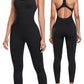 OLCHEE Womens Workout Jumpsuits Seamless Yoga Gym Bodycon Rompers Sexy Racerback Tummy Control Padded Bra Unitard