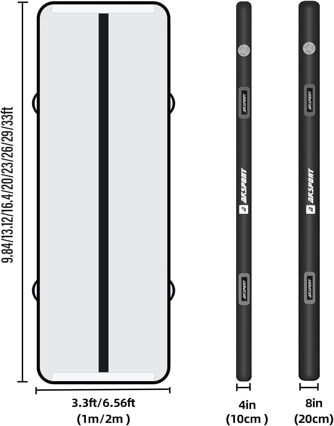 AKSPORT Gymnastics Air Mat Tumble Track Tumbling Mat Inflatable Floor Mats with Air Pump for Home Use/Tumble/Gym/Training/Cheerleading/Parkour/Beach/Park/Water