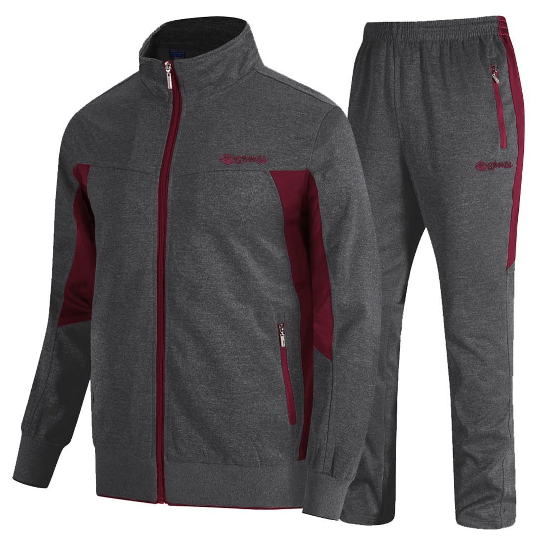 TBMPOY Men's Tracksuits Sweatsuits for Men Sweat Track Suits 2 Piece Casual Athletic Jogging Warm Up Full Zip Sets