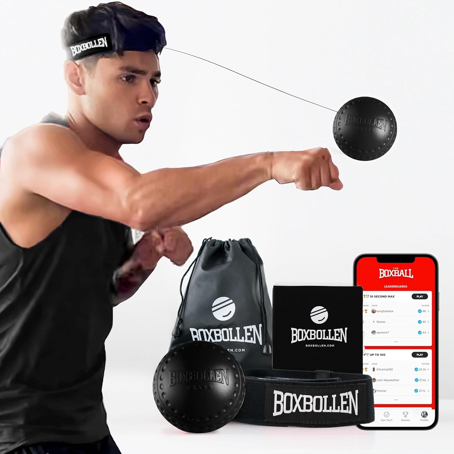 Boxbollen® Boxing Reflex Ball – Celebrity-Endorsed Reaction Trainer | App-Connected Punch Counter | Fun Fitness for All Ages | Improve Coordination & Agility | Ideal Gift for Home Workouts