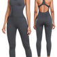 OLCHEE Womens Workout Jumpsuits Seamless Yoga Gym Bodycon Rompers Sexy Racerback Tummy Control Padded Bra Unitard