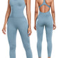OLCHEE Womens Workout Jumpsuits Seamless Yoga Gym Bodycon Rompers Sexy Racerback Tummy Control Padded Bra Unitard