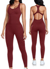OLCHEE Womens Workout Jumpsuits Seamless Yoga Gym Bodycon Rompers Sexy Racerback Tummy Control Padded Bra Unitard