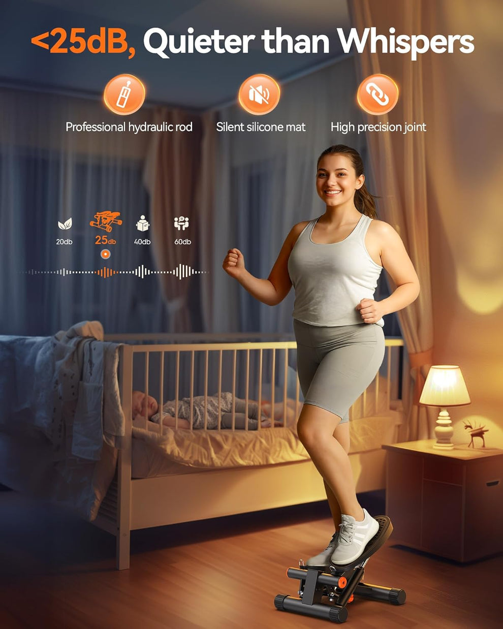 Mini Stair Stepper with Bands – 300LB Capacity, LCD Monitor, Home Workout Equipment