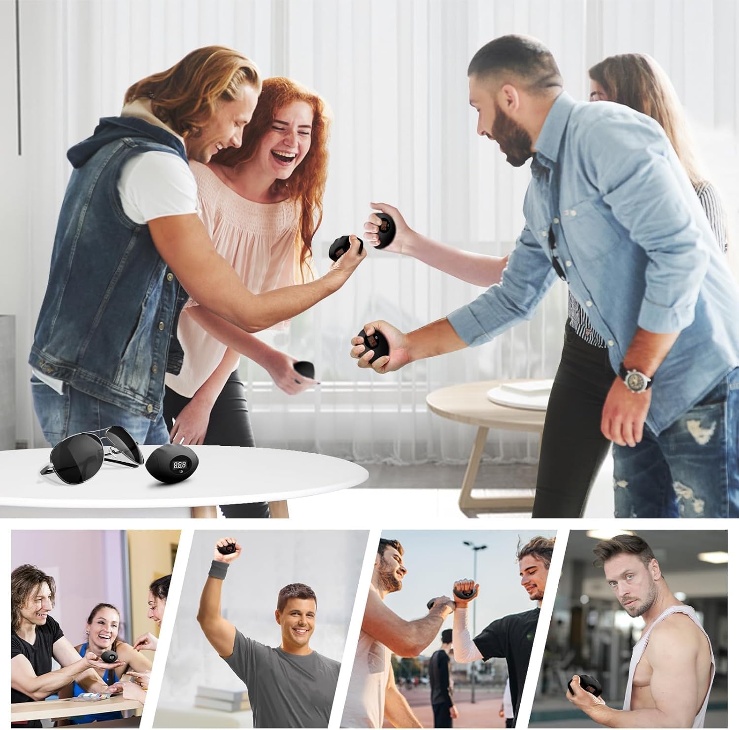 Hand Grip Strengthener, Rechargeable Digital Grip Strength Trainer up 220.4 Lbs(100kg) Hand Grip Exerciser Equipment for Strength Training-Forearm-Gripper-Finger, Stress Balls for Adults/Kids