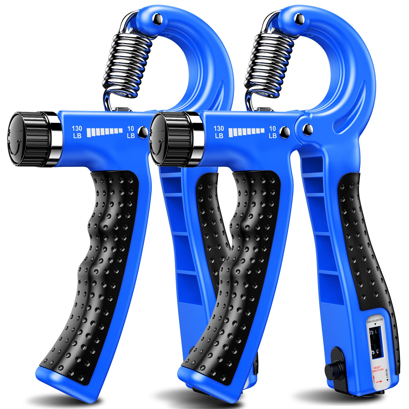 KDG Hand Grip Strengthener 2 Pack Adjustable Resistance 10-130 lbs Forearm Exerciser，Grip Strength Trainer for Muscle Building and Injury Recovery for Athletes